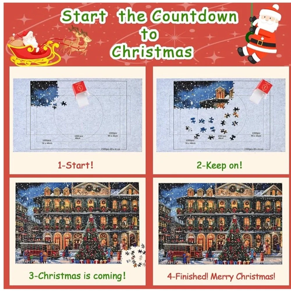 Advent Calendar Foil Puzzle Jigsaw Winter City Scene 24 Days Christmas Countdown